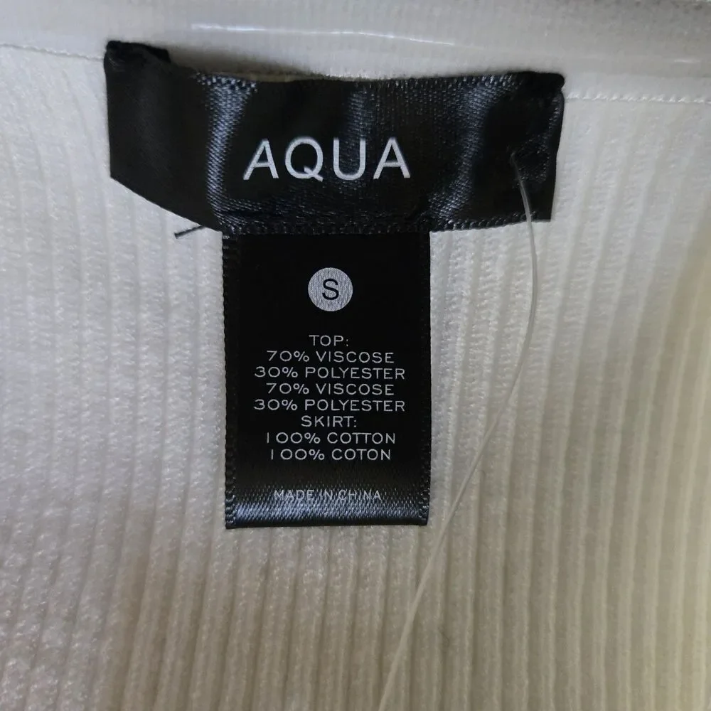 Aqua Women's Small White Strapless Bubble‎ Mini Dress NWT